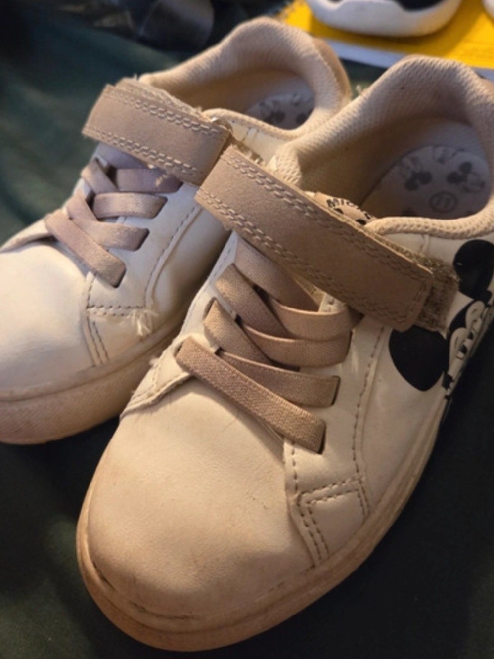 Disney Beige Mickey Mouse Kids Sneakers with Hook-and-Loop Strap